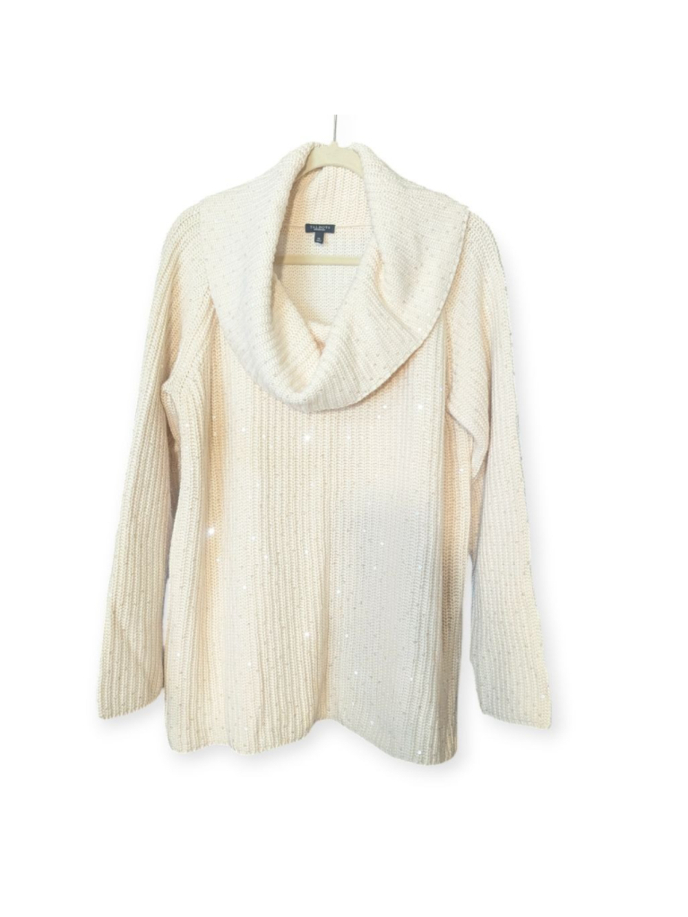 Talbots Cream Sequin Cowl Neck Sweater Extra Large